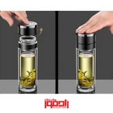 فلاسک دمنوش ساز پیرکس درب استیل دکمه ایی