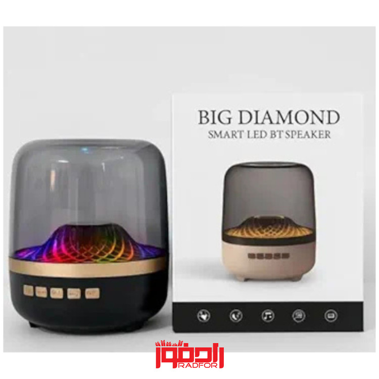 اسپیکر بلوتوثی چراغ دار دیاموند مدل BIG DIAMOND با نور LED